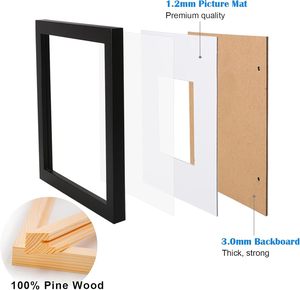 Wholesale 4*6 5x7 Mdf Photo <b>Frame</b> <b>Black</b> Simple Wood <b>Frame</b> for Picture Poster Photo with Wood Grain for Wall - Product Image 3