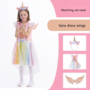 Disfraz de <span class=keywords><strong>unicornio</strong></span> arcoíris para niñas con diadema, tutú de <span class=keywords><strong>princesa</strong></span> para fiesta de cumpleaños, Halloween, carnaval, cosplay, de 4 a 12 años - Product Image 3
