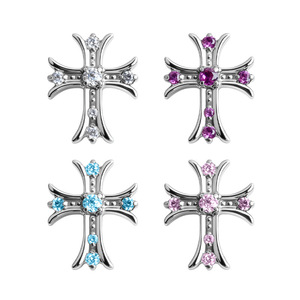 Boucles d'oreilles croisées en alliage de titane avec zircon 5A serti à griffes pour piercing, cadeau de bijoux - Product Image 5