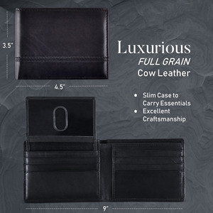 Men's Bifold <b>Wallet</b> Crafted From Full Grain Leather Offering <b>RFID</b> Protection and Sleek Organized Storage - Product Image 5
