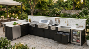 Cocina Exterior <span class=keywords><strong>de</strong></span> Lujo <span class=keywords><strong>en</strong></span> Forma <span class=keywords><strong>de</strong></span> L con Parrilla <span class=keywords><strong>de</strong></span> Gas, Horno para <span class=keywords><strong>Pizza</strong></span> y Parrilla Kamado - Product Image 4