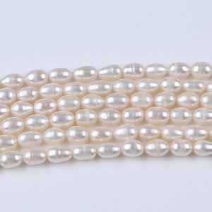 Perles de Zhuji en gros, perles de riz blanches de 7-8 mm, perles d'eau douce naturelles, en vrac, pour la fabrication de bijoux, plusieurs couleurs, y compris le rose - Product Image 2