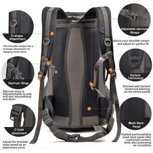 Mochila de Senderismo Deportiva Impermeable de Alta Calidad, Personalizada OEM, 40L, para Viajes al Aire Libre, para Hombre o Mujer - Product Image 3