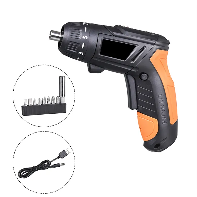 Electric Screwdriver Cordless Screwdriver Tool Rotated 90 Degrees with Rechargeable Battery & LED Light for Home DIY