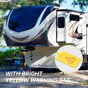 Lucchetto Giallo per 5th Wheel in Acciaio Rinforzato, Blocco Perno di Collegamento Antifurto con Etichetta di Avvertimento per 5th Wheel/Semirimorchi/Camper/Container - Product Image 4