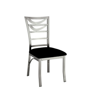 Chaises de salle à manger convertibles OE HOME contemporaines en lin, 2 pièces, siège en microfibre noire, dossier en échelle, revêtement en poudre satiné - Product Image 2