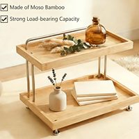 Étagère de rangement à deux niveaux en bambou antique, type sur pied, organisateur de table pour cuisine, salle de bain, bureau et usage domestique