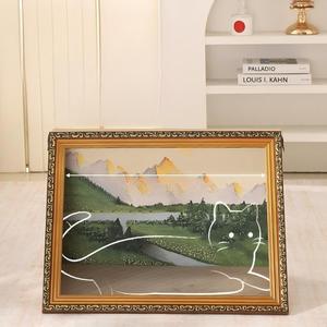 Cama para Gatos de Cartón, Rascador para Gatos, Marco de Fotos con Pintura al Óleo Reemplazable, Casa de Seguridad para Gatos, Universal para Todas las Estaciones, Grande - Product Image 2