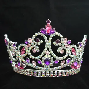 Bán Buôn Phụ Kiện Cô Dâu Rhinestone Pageant Vương Miện Pha Lê Vẻ Đẹp Nữ Hoàng Vương Miện