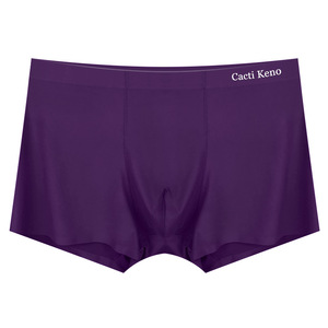 Venta directa de fábrica, Bóxer sin costuras de seda helada, ropa interior transpirable de Color sólido de gran tamaño para hombre, Calzoncillos Bóxer - Product Image 6