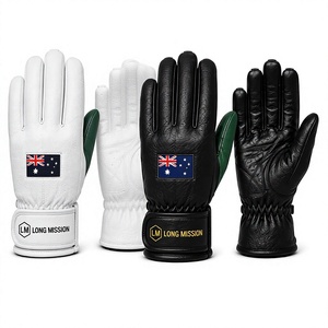 LONG MISSION Leather Touchscreen Motorbike <b>Gloves</b> Wrist Length Breathable Eco-Friendly Plain Daily Use Australia Belgium Flag - Product Image 3