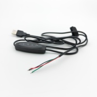 Câble de contrôle USB en cuivre PVC 24AWG 2464 personnalisé OEM/ODM par l'usine YUEEYOUNG, 1,555 m, double interrupteur, PCB PWM, ventilateur à 3 vitesses et 3 minuteries, LED