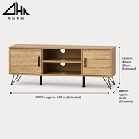 Meja TV Nordik Modern dengan Finishing Kayu Maple, Laci Penyimpanan Putih, dan Rak Terbuka untuk Hiburan di Ruang Tamu