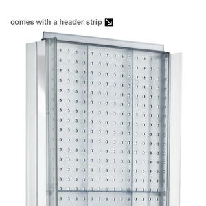 Expositor giratorio de suelo de doble cara con tablero perforado y base rodante con ruedas - Product Image 2