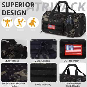 กระเป๋าเดินทางกีฬาผ้าเดนิมขนาดใหญ่ 40 ลิตร สำหรับผู้ชาย ยี่ห้อ Factory Tactical พร้อมช่องใส่รองเท้าและช่องกันน้ำ สำหรับการเดินทางและตั้งแคมป์ - Product Image 6