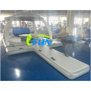 Plateforme flottante gonflable haut <span class=keywords><strong>de</strong></span> gamme en forme <span class=keywords><strong>de</strong></span> T pour yacht, ponton <span class=keywords><strong>de</strong></span> loisirs aquatiques, canapé-lit flottant avec auvent <span class=keywords><strong>de</strong></span> protection solaire - Product Image 2