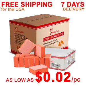 USA Free Shipping 1500Pcs/Case Orange 2 Side Sponge 80/100 Disposable Sanding Block Mini Nail Buffer Block