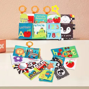 Nuovo libro di stoffa personalizzato di fabbrica di Design giocattoli educativi per bambini alfabeto libro di stoffa morbida in Stock 6 pezzi Set di libri di stoffa morbida per bambini