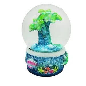add logo Resin beach palm tree snow globe souvenir Travel Gift Seahorse Figurines Sand Art Glass Bottles Florida Miami