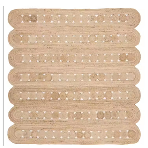 Alfombra de yute duradera, alfombra suave tejida a mano para espacios interiores y exteriores, Alfombra de yute hecha a mano, alfombra de fibra Natural Bohemia moderna - Product Image 2