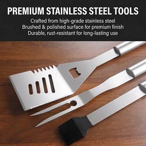 <span class=keywords><strong>Kit</strong></span> d'accessoires <span class=keywords><strong>de</strong></span> barbecue haut <span class=keywords><strong>de</strong></span> gamme 5 pièces en acier inoxydable avec sac cadeau pour hommes, idéal pour les grillades en plein air - Product Image 2