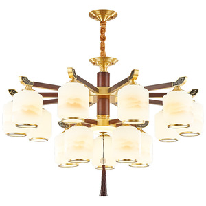 Chinese Style Chandelier Multi Head Led <b>Light</b> For Living Room Bedroom Dining Room Solid Wood And Copper Design - Product Image 4