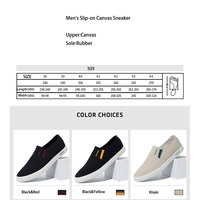 Offre Spéciale en caoutchouc à la mode hommes baskets décontracté chaussures noires hommes sans lacet toile Sneaker