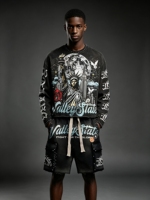Ensemble T-shirt et Short Homme Style Course Personnalisé avec Rivets, Manches Longues, Tendance Urbaine