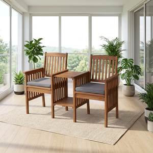 Contemporary Solid Pine Wood Chaise Lounge <b>Bench</b> Outdoor Water-Resistant <b>Cushions</b> Bedroom Courtyard Farmhouse Park Villa-Jack - Product Image 4