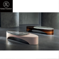 Ensemble de table basse et de table d'appoint de luxe moderne haut de gamme pour salon, en marbre circulaire, style minimaliste, idéal comme table de contrôle ou table d'appoint.