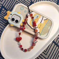 Acrylique cristal coeur ours perles perlées téléphone portable dragonne corde cordon lanière Bracelet coque de téléphone breloque accessoires fille