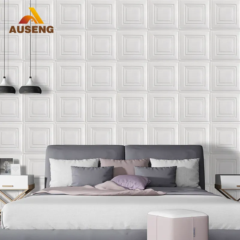 Duvar dekor 3D Pe tuğla kendinden yapışkanlı beyaz duvar Sticker su geçirmez yatak odası Backsplash köpük duvar kağıdı
