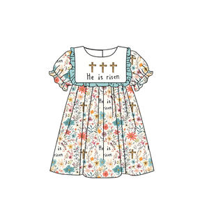 Vestido GSD3505 Personalizado para Niña con Flores Moradas y Mangas Volantes, Vestido al por Mayor - Product Image 2