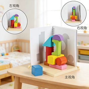 3D Spatial Projection <b>Building</b> <b>Blocks</b> For Children Solid Geometry Three View Cognition Early Education Puzzle Toys Thinking - Product Image 5