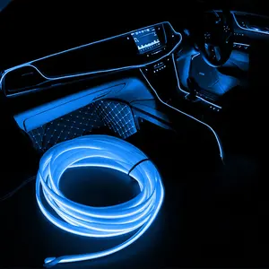 Tira de alambre de luz LED fría para coche, luz ambiental Interior, luces de Ambiente de neón, 5M