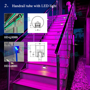 درابزين زجاجي أمريكي شعبي للخارج مع إضاءة LED، أنبوب درابزين مع شهادة CE، درابزين زجاجي للشرفة - Product Image 3