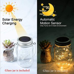 Solar Mason Jar tapa luz 20 Leds <span class=keywords><strong>Fairy</strong></span> String luces jardín colgante linterna al aire libre Patio boda fiesta decoración impermeable - Product Image 3