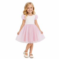Robe de demoiselle d'honneur décontractée pour filles, à sequins scintillants, nœud au dos, imprimée, avec strass sur le devant, manches courtes, en tulle multicouche dégradé rose