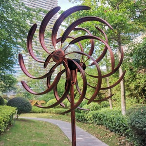 Boule de verre alimentée par éclairage LED Feuilles de saule solaires Spinner Metal Sculptures Outdoor & Garden Stake - Product Image 2