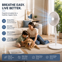 Ventilateur BLDC 14 pouces avec mode veille, oscillation 3D, 12 vitesses, 7 pales, ventilateur sur pied 2-en-1, batterie, pour salon et chambre