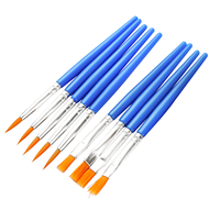Juego de Pinceles de Pintura Acrílica, Óleo y Acuarela BECOL, con Mango de Plástico y Cabeza Plana de Nailon, para Dibujo Artístico Infantil, Venta al Por Mayor