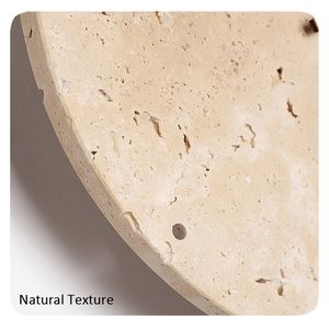 Orologio creativo in pietra da salotto Wabi Sabi lampada da parete nordica semplice giallo travertino ristorante corridoio circolare luce - Product Image 4