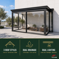 Yeyon OEM Porte vitrée à retour latéral avec corniche à étages et poignée de tirage sur montant, pour véranda extérieure et serre en verre