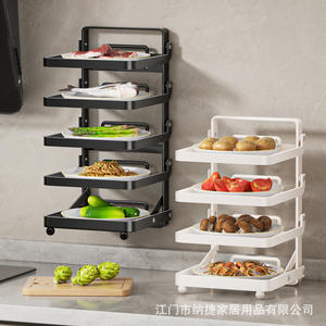 Étagère de préparation alimentaire pliable pour cuisine, 5 niveaux, murale, multi-étages, avec roulettes - Product Image 5