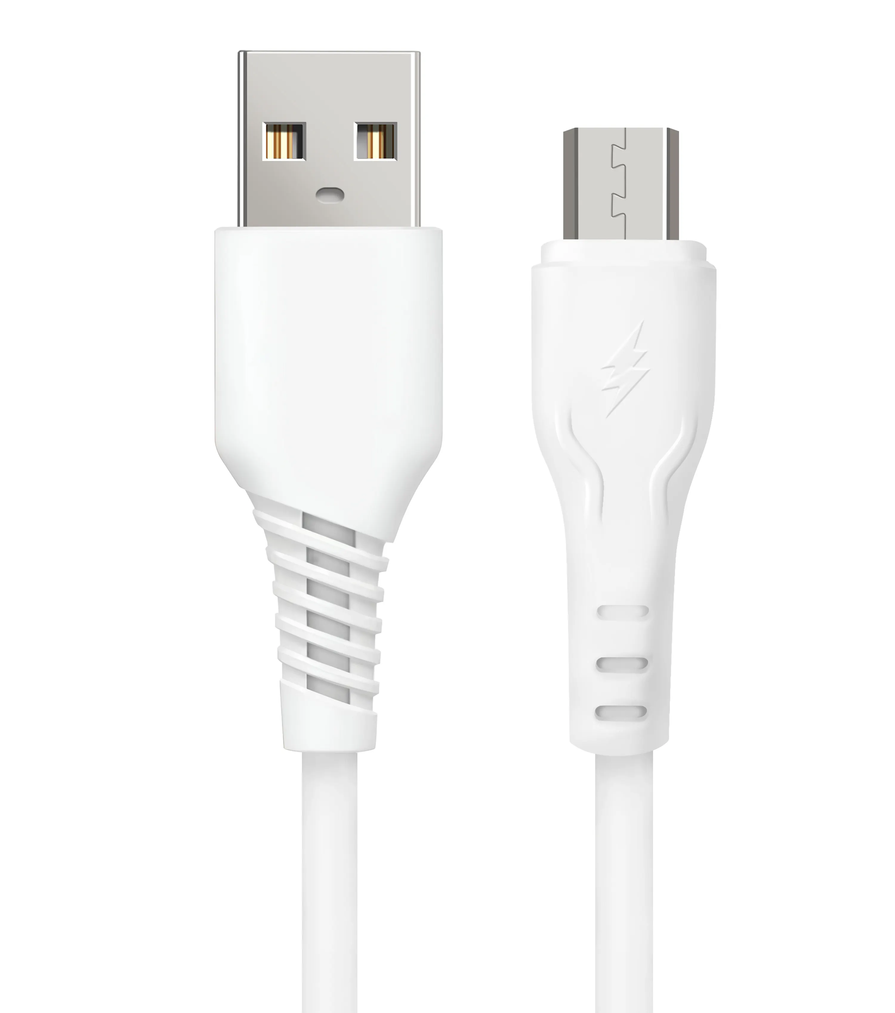 Cabo USB AM para Micro USB, transmissão de dados em cor branca, carregamento rápido, cor branca, 1m, 2m