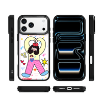 Coque de téléphone AG Feeling Black Edge avec motif Gilding Lover Girl pour iPhone 17, 17 Pro Max, 16 Pro, 15, 15 Pro Max – Coque magnétique