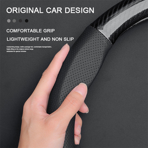 Housse de <span class=keywords><strong>volant</strong></span> de voiture en cuir et fibre de carbone pour Peugeot 107 108 206 207 208 301 <span class=keywords><strong>307</strong></span> 308 406 407 408 508 2008 3008 4008 5008 GT - Product Image 5