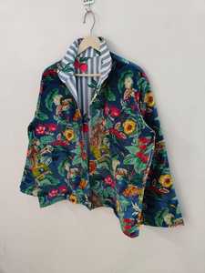 Chaqueta Bomber Reversible de Terciopelo con Estampado de Mono Azul Marino, Transpirable y Ecológica, para Mujer - Product Image 5