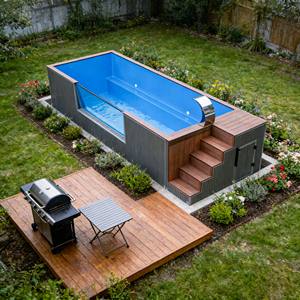Piscina Familiar de Madera con Jardín en la Azotea, Piscina Elevada de Fibra de Vidrio de Lujo con Paredes de Acrílico - Product Image 1