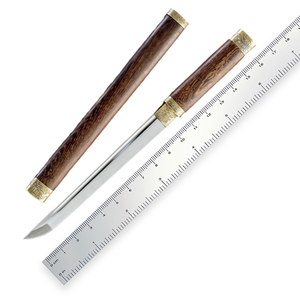 Espada corta estilo Tang forjada a mano, de acero inoxidable de 6 mm, hecha con madera de palisandro, adecuada para utilería de cine y televisión, sin afilar, HK - Product Image 6